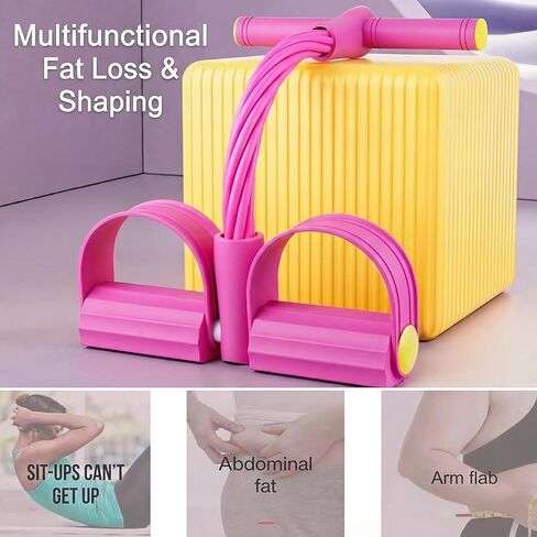 Multifunction 6-Tube Pedal Resistance Bands with Handles, Pull Up Assistance, Yoga, Ab Workout, Home Gym Equipment, Full Body Exercise Trainer for Men & Women（Pink） in Saudi Arabia