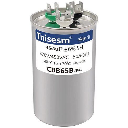 Tnisesm 50+5uF 50/5 MFD ±6% 370V/440V AC CBB65B Capacitor Dual Run Circular Start Capacitor for AC Motor Run or Fan Start or Condenser Straight in Saudi Arabia