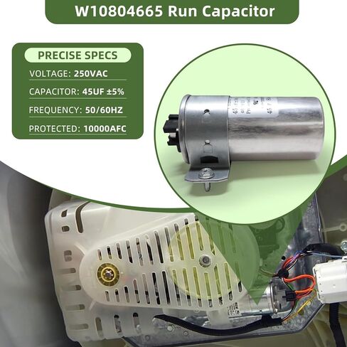W10804665 Run Capacitor W10804665VP Washer Run Capacitor 45uF Fits for Whirlpool Kenmore Maytag Amana Replacement for AP5982845 4185285 EAP11703495 PS11703495 in Saudi Arabia