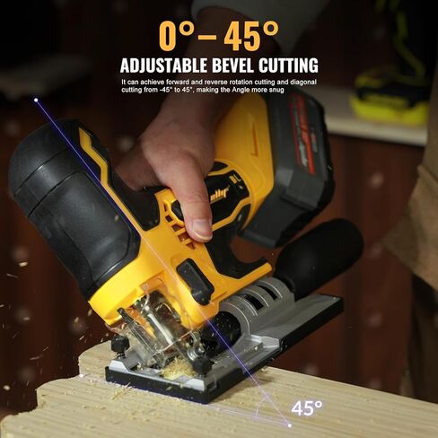 Cordless Brushless Jigsaw Compatible with 20V MAX Battery (Tool Only), 3800SPM 7 Variable Speed Jig Saw, Ergonomic Barrel Grip, 4 Orbital Cutting, 0–45° Bevel Cuts, LED Light for Wood Metal in Saudi Arabia