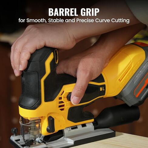 Cordless Brushless Jigsaw Compatible with 20V MAX Battery (Tool Only), 3800SPM 7 Variable Speed Jig Saw, Ergonomic Barrel Grip, 4 Orbital Cutting, 0–45° Bevel Cuts, LED Light for Wood Metal in Saudi Arabia