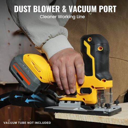 Cordless Brushless Jigsaw Compatible with 20V MAX Battery (Tool Only), 3800SPM 7 Variable Speed Jig Saw, Ergonomic Barrel Grip, 4 Orbital Cutting, 0–45° Bevel Cuts, LED Light for Wood Metal in Saudi Arabia