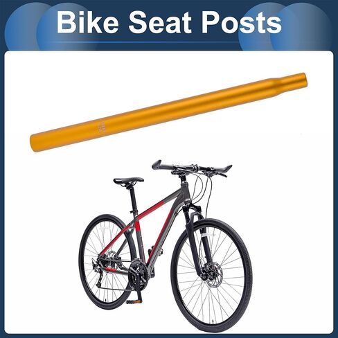 Bike Seat Posts 27.2x400mm Bike Saddle Post Seat Tube Aluminum Alloy Gold Tone Lightweight in Saudi Arabia