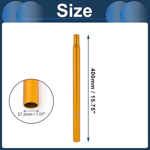 Bike Seat Posts 27.2x400mm Bike Saddle Post Seat Tube Aluminum Alloy Gold Tone Lightweight in Saudi Arabia