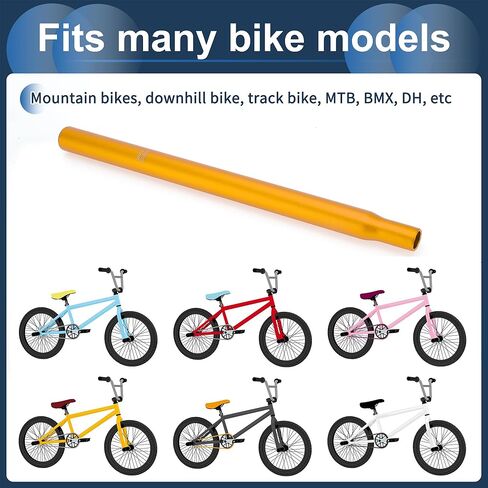 Bike Seat Posts 27.2x400mm Bike Saddle Post Seat Tube Aluminum Alloy Gold Tone Lightweight in Saudi Arabia