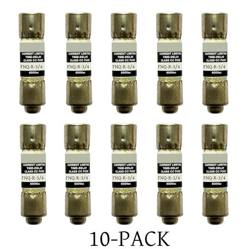 10 عبوات جديدة FNQ-R-3/4 FNQ-R-3/4A FNQ-R 3/4A 0.75A 600Vac صمام تأخير الوقت، FNQ-R-3/4A فئة CC صمام تحديد التيار in Kuwait