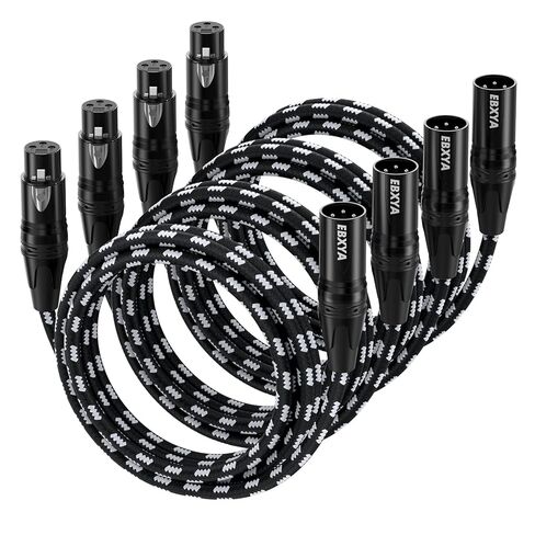كابلات EBXYA XLR بطول 10 أقدام 4 حزم - كابل ميكروفون XLR مضفر ممتاز من الذكور إلى الإناث 3 دبابيس كابلات ميكروفون متوازنة لخلاط الميكروفون ومكبر الصوت واستوديو التسجيل in Kuwait