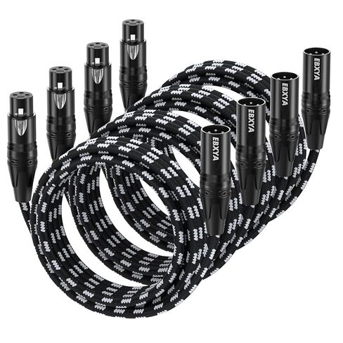 كابلات EBXYA XLR بطول 10 أقدام 4 حزم - كابل ميكروفون XLR مضفر ممتاز من الذكور إلى الإناث 3 دبابيس كابلات ميكروفون متوازنة لخلاط الميكروفون ومكبر الصوت واستوديو التسجيل in Kuwait