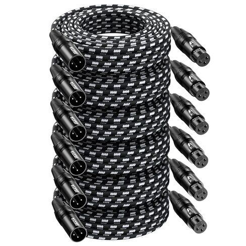 كابلات EBXYA XLR بطول 10 أقدام 4 حزم - كابل ميكروفون XLR مضفر ممتاز من الذكور إلى الإناث 3 دبابيس كابلات ميكروفون متوازنة لخلاط الميكروفون ومكبر الصوت واستوديو التسجيل in Kuwait