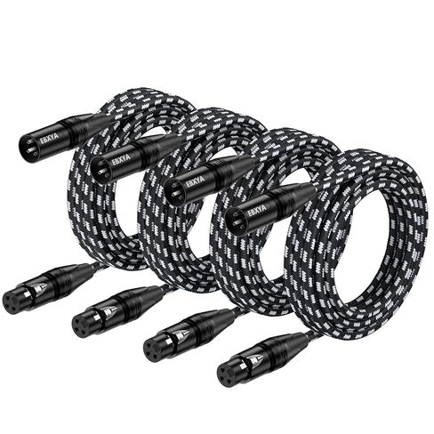 كابلات EBXYA XLR بطول 10 أقدام 4 حزم - كابل ميكروفون XLR مضفر ممتاز من الذكور إلى الإناث 3 دبابيس كابلات ميكروفون متوازنة لخلاط الميكروفون ومكبر الصوت واستوديو التسجيل in Kuwait