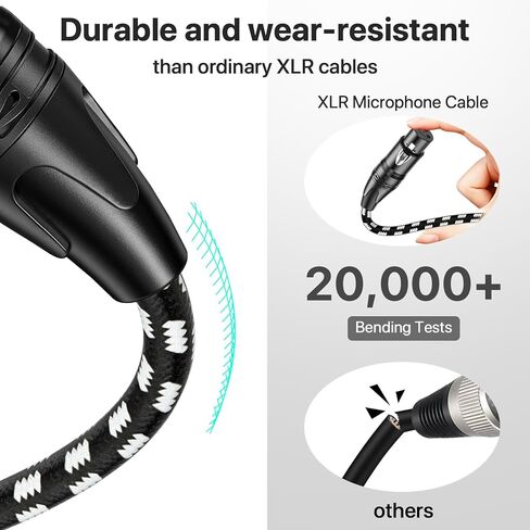 كابلات EBXYA XLR بطول 10 أقدام 4 حزم - كابل ميكروفون XLR مضفر ممتاز من الذكور إلى الإناث 3 دبابيس كابلات ميكروفون متوازنة لخلاط الميكروفون ومكبر الصوت واستوديو التسجيل in Kuwait