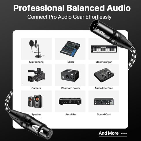 كابلات EBXYA XLR بطول 10 أقدام 4 حزم - كابل ميكروفون XLR مضفر ممتاز من الذكور إلى الإناث 3 دبابيس كابلات ميكروفون متوازنة لخلاط الميكروفون ومكبر الصوت واستوديو التسجيل in Kuwait