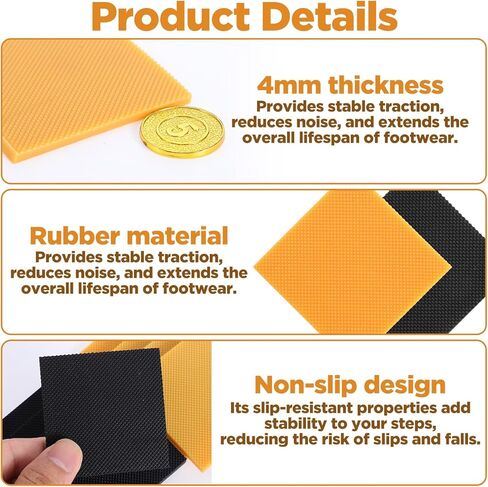 8PCS Square Rubber Sole Sheet, High Heels Patch Shoe Heel Repair, Rubber Heels Replacement Shoes Sole Protectors, Anti-Slip Heel Caps Savers for Women Black and Brown in Saudi Arabia