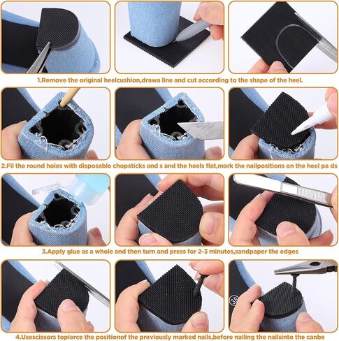 8PCS Square Rubber Sole Sheet, High Heels Patch Shoe Heel Repair, Rubber Heels Replacement Shoes Sole Protectors, Anti-Slip Heel Caps Savers for Women Black and Brown in Saudi Arabia