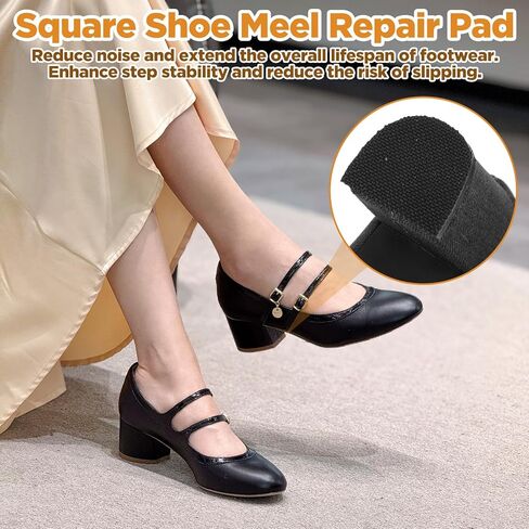 8PCS Square Rubber Sole Sheet, High Heels Patch Shoe Heel Repair, Rubber Heels Replacement Shoes Sole Protectors, Anti-Slip Heel Caps Savers for Women Black and Brown in Saudi Arabia