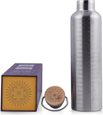 SANA Numerana Grabovoi Water Bottle 1L (34 oz) Stainless Steel | Water Activator Bottle Double-Walled Insulated Silver Bottle with Engraved Grabovoi Numbers (2.0 Version) in Saudi Arabia