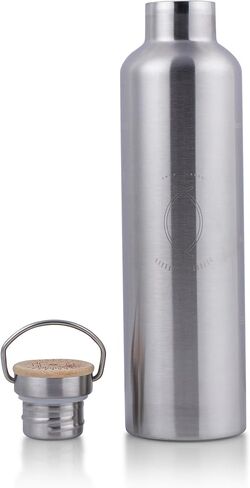 SANA Numerana Grabovoi Water Bottle 1L (34 oz) Stainless Steel | Water Activator Bottle Double-Walled Insulated Silver Bottle with Engraved Grabovoi Numbers (2.0 Version) in Saudi Arabia