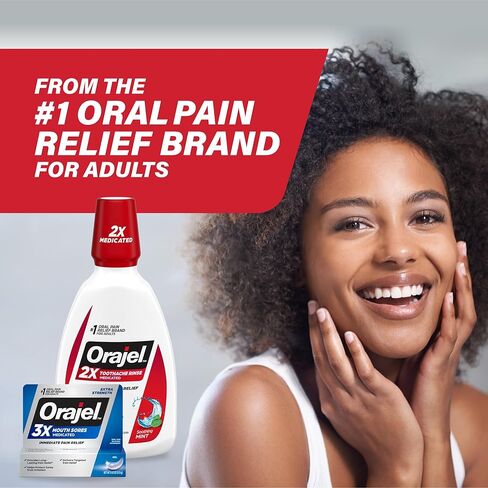 شطف أسنان Orajel ، المسكنات المسكنة ، النعناع المهدئ ، 16 أوقية in Kuwait