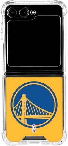 حافظة هاتف Skinit الشفافة متوافقة مع هاتف Galaxy Z Flip5 5G - تصميم شعار كبير مرخص رسميًا من NBA Golden State Warriors in Saudi Arabia