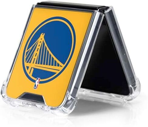 حافظة هاتف Skinit الشفافة متوافقة مع هاتف Galaxy Z Flip5 5G - تصميم شعار كبير مرخص رسميًا من NBA Golden State Warriors in Saudi Arabia