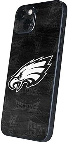 Skinit Decal Phone Skin Compatible with iPhone 13 - Officially Licensed NFL Philadelphia Eagles Black & White Design in Saudi Arabia