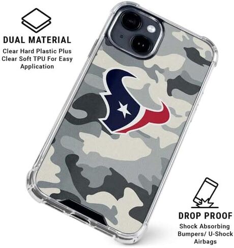 Skinit Clear Phone Case Compatible with iPhone 14 - Officially Licensed NFL Houston Texans Camo Design in Saudi Arabia