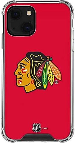 حافظة هاتف Skinit الشفافة متوافقة مع iPhone 13 - تصميم خلفية صلبة مرخص رسميًا من NHL Chicago Blackhawks in Saudi Arabia