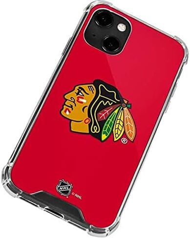 حافظة هاتف Skinit الشفافة متوافقة مع iPhone 13 - تصميم خلفية صلبة مرخص رسميًا من NHL Chicago Blackhawks in Saudi Arabia