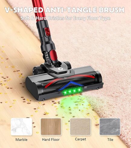Cordless Vacuum Cleaner, 500W 45Kpa 60Mins Stick Vacuum Cleaner for Home, Self-Standing Vacuum with 1.5L Dust Cup and HEPA Filter, Anti-Tangle Brush for Hardwood Floors, Carpets, and Pet Hair in Saudi Arabia