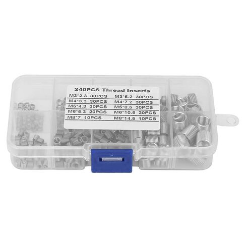 مجموعة أدوات إصلاح خيط الأكمام اللولبية من الفولاذ المقاوم للصدأ 240 قطعة، مجموعة أدوات مقاومة التآكل عالية القوة للإصلاحات الدقيقة في أجزاء السيارات الفضائية in Kuwait