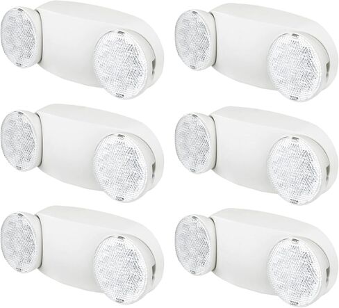 مصابيح الطوارئ LED من KASTLITE - مصابيح الطوارئ التجارية لانقطاع التيار الكهربائي - مصابيح الفيضانات ذات الرأسين القابلة للتعديل - مقاومة للحريق - بطارية احتياطية (90 دقيقة) - حامل على الحائط، مصنف للرطوبة، معيار المقاول in Kuwait