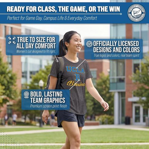 تي شيرت نسائي من COLOSSEUM NCAA بدون علامة فائقة النعومة على الباب الخلفي، تي شيرت للسيدات في الحرم الجامعي، مرخص رسميًا in Saudi Arabia