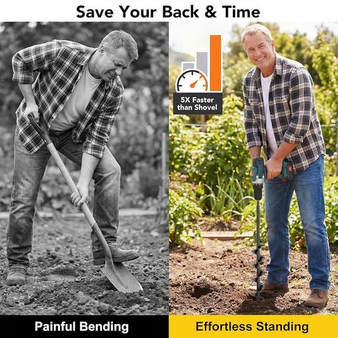 Auger Drill Bit for Planting Set of 3, 1.6x16.5, 2x14.5, 3.5x16 - Compatible with 3/8" Hex Drive Drill for Planting Bulbs, Bedding Plants, Mixing Soil, Fertilizer in Kuwait