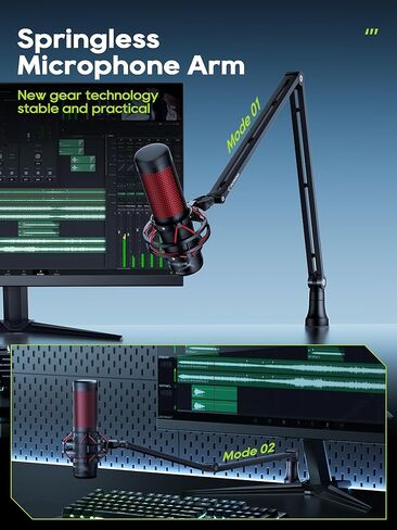 Microphone Arm Stand, CACENCAN Upgraded Mic Boom Arm with Cable Management, 3/8" to 5/8" Adapter, Desk Mount Mic Stand for Blue Yeti, Shure SM7B, HyperX, Streaming, Podcast, Gaming, Recording in Kuwait