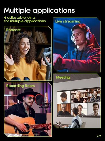 Microphone Arm Stand, CACENCAN Upgraded Mic Boom Arm with Cable Management, 3/8" to 5/8" Adapter, Desk Mount Mic Stand for Blue Yeti, Shure SM7B, HyperX, Streaming, Podcast, Gaming, Recording in Kuwait