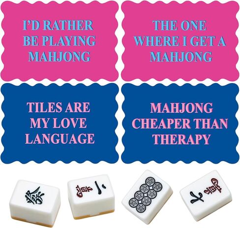 4 قطع من بطاقات Mahjong Shuffler مع إطار على الطراز الصيني التقليدي وأقوال مضحكة لخلط خلط البلاط السميك من البلاستيك الملون وإكسسوارات Mahjong وهدايا لعشاق اللعب in Saudi Arabia