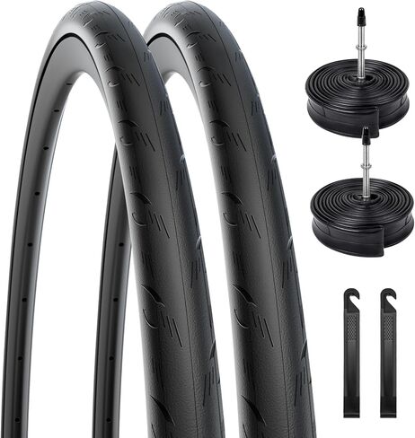 قطعتان من إطارات الدراجة 700C 700x28C/28-622، استبدال إطارات الدراجة على الطرق القابلة للطي والمضادة للثقب مع أنبوبين داخليين صمام بريستا ورافعات الإطارات للدراجات على الطرق in Kuwait