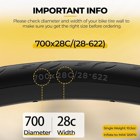 قطعتان من إطارات الدراجة 700C 700x28C/28-622، استبدال إطارات الدراجة على الطرق القابلة للطي والمضادة للثقب مع أنبوبين داخليين صمام بريستا ورافعات الإطارات للدراجات على الطرق in Kuwait
