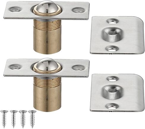 JQK Closet Door Ball Catch Hardware, Stainless Steel Catch Adjustable with Strike Plate, Brushed Satin Finish 2 Pack, HBC100-P2 in Saudi Arabia