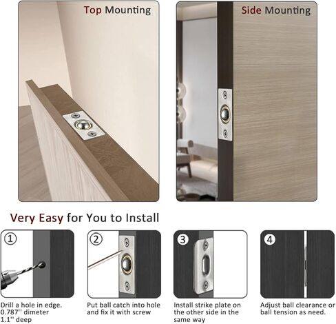 JQK Closet Door Ball Catch Hardware, Stainless Steel Catch Adjustable with Strike Plate, Brushed Satin Finish 2 Pack, HBC100-P2 in Saudi Arabia