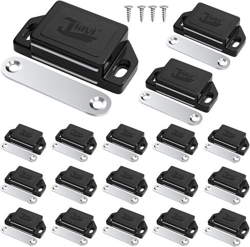 30LB Magnetic Door Catch Jiayi Plastic Cabinet Drawer Door Magnets Hardware with Screws for Kitchen Cupboard Sliding Door Bathroom Closet Wardrobe Closure (Black, 12 Pack) in Saudi Arabia