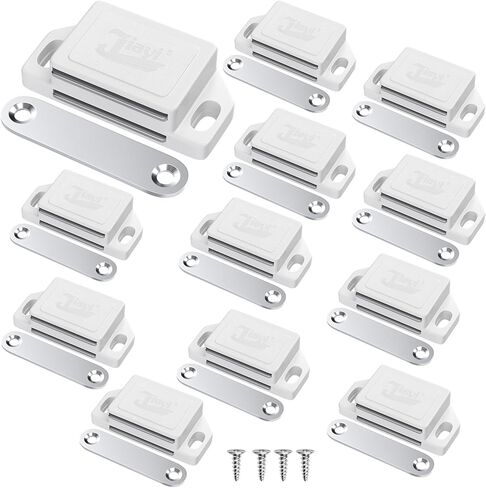 30LB Magnetic Door Catch Jiayi Plastic Cabinet Drawer Door Magnets Hardware with Screws for Kitchen Cupboard Sliding Door Bathroom Closet Wardrobe Closure (Black, 12 Pack) in Saudi Arabia