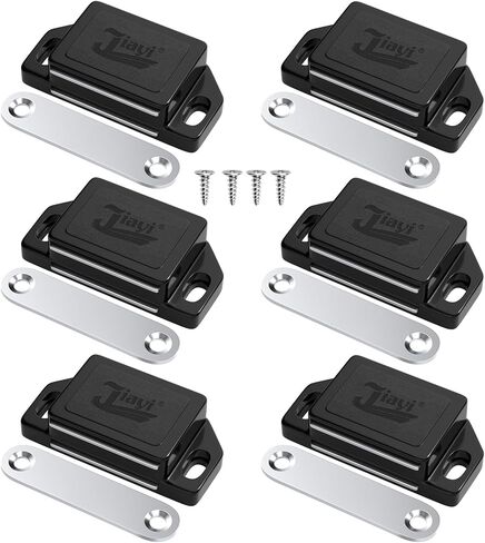 30LB Magnetic Door Catch Jiayi Plastic Cabinet Drawer Door Magnets Hardware with Screws for Kitchen Cupboard Sliding Door Bathroom Closet Wardrobe Closure (Black, 12 Pack) in Saudi Arabia