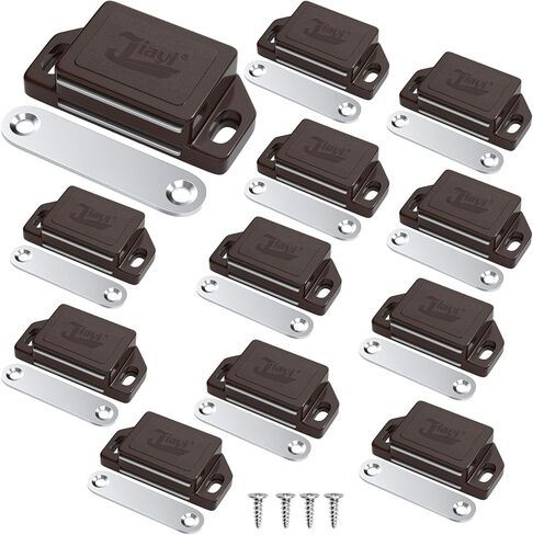 30LB Magnetic Door Catch Jiayi Plastic Cabinet Drawer Door Magnets Hardware with Screws for Kitchen Cupboard Sliding Door Bathroom Closet Wardrobe Closure (Black, 12 Pack) in Saudi Arabia