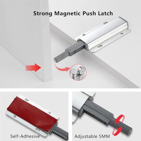 Push to Open Door Latch, 10 Pack Magnetic Push Latches, Adhesive Heavy Duty Touch Latch Hardware for Push to Open, Magnetic Door Catch for Cabinet Drawer Wardrobe Kitchen Door in Saudi Arabia