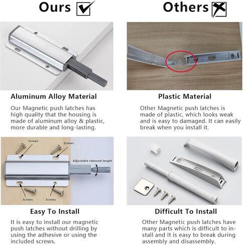 Push to Open Door Latch, 10 Pack Magnetic Push Latches, Adhesive Heavy Duty Touch Latch Hardware for Push to Open, Magnetic Door Catch for Cabinet Drawer Wardrobe Kitchen Door in Saudi Arabia