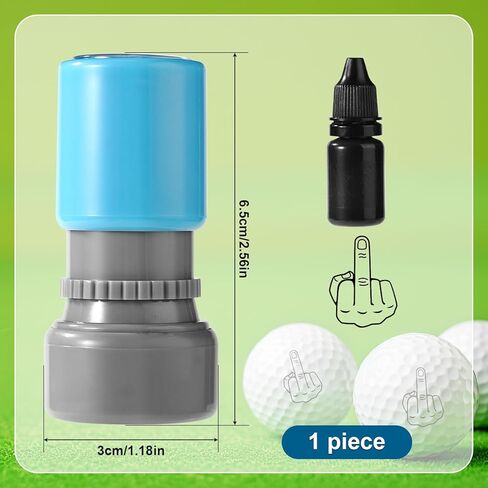 Self-Inking Golf Ball Stamper, Quick-Dry Badge Reusable Stamper Waterproof Marking Stamp for Identifying Golf Balls(Middle Finger Style) in Saudi Arabia