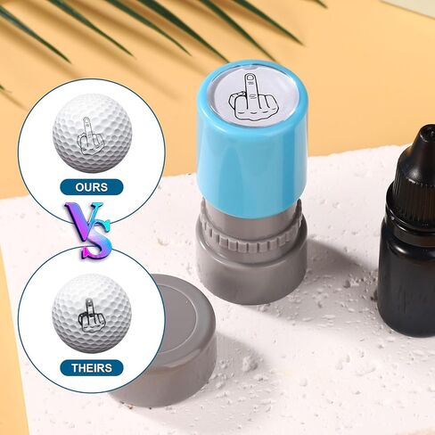 Self-Inking Golf Ball Stamper, Quick-Dry Badge Reusable Stamper Waterproof Marking Stamp for Identifying Golf Balls(Middle Finger Style) in Saudi Arabia