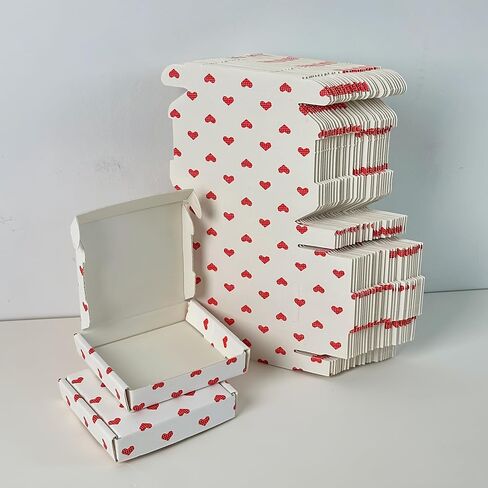 10pcs White Heart Print Packing Boxes | 10x9x2cm Open Mailing Boxes for Gifts Crafts & Business in Saudi Arabia