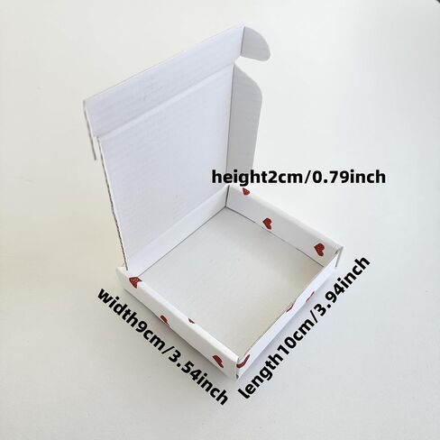 10pcs White Heart Print Packing Boxes | 10x9x2cm Open Mailing Boxes for Gifts Crafts & Business in Saudi Arabia